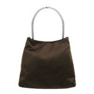 PRADA Clear Handle Plate Hobo Shoulder Bag Brown